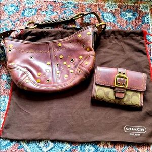 Coach leather satchel and matching wallet
